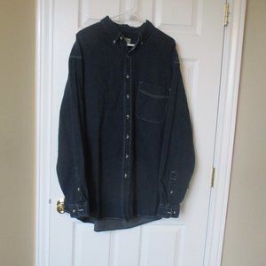 Eddie Bauer Denim Shirt Size XL Long Sleeve Button Down  heavy denim